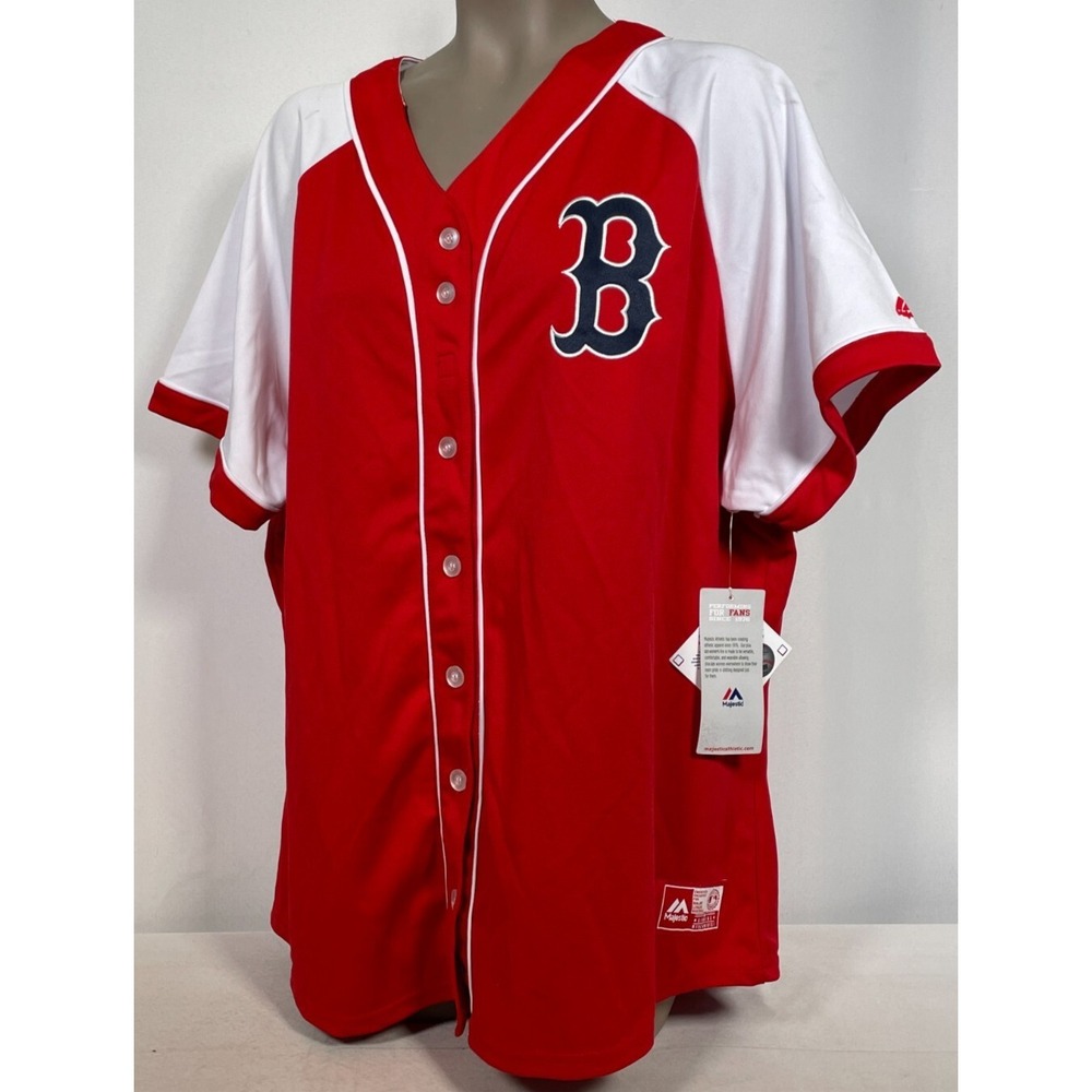 Boston Red Sox MLB Majestic Fan Fashion Red Replica Jersey Women's Plus 2X NWT